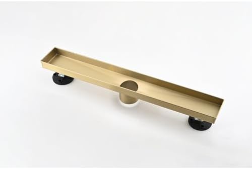 Effective Linear Shower Drain with Removable Grate Brushed Gold Finish