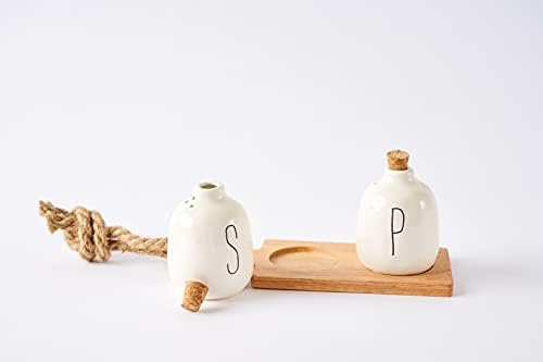 Mud Pie Bistro Basic Ceramic Salt Pepper Shaker Set with Board