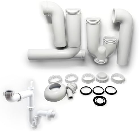 Universal Sink Drain Kit with P Trap for Kitchen and Bathroom White