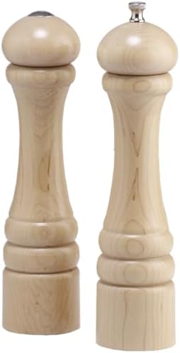 Chef Specialties 10-Inch Pepper Mill and Salt Shaker Set - Natural - USA Made