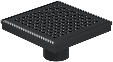 Neodrain 6 Square Shower Drain with Matte Black Hair Strainer