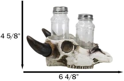 Ebros Gift Rustic Western Cow Skull Salt Pepper Shaker Set