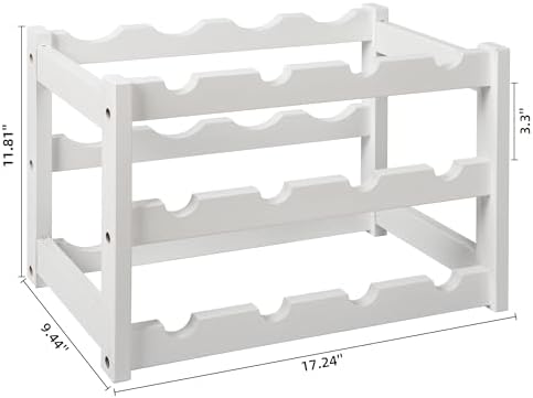 VASMIA Bamboo Wine Rack 12 Bottles 3-Tier White