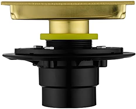 Brushed Gold 6 Inch Square Shower Drain with Adjustable Base Flange 1