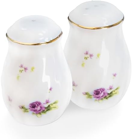 Lynns Paradise Lucinda Purple Gold Salt Pepper Shakers Set of 2
