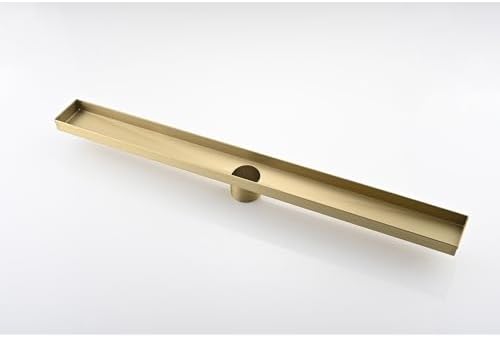 24 Inches Linear Shower Drain with Brushed Gold Hair Strainer