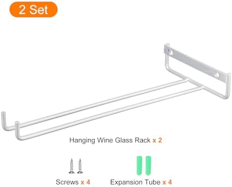 Uxcell 2Pcs Iron Wine Glass Rack - Wall Mountable