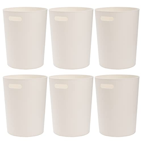 Lyellfe 6 Pack Small Trash Can 15 Gallon Round Wastebasket with Handles