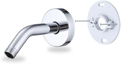 RAINREVIVE 6 Inch Chrome Shower Arm with Flange and Stabilizer Bracket