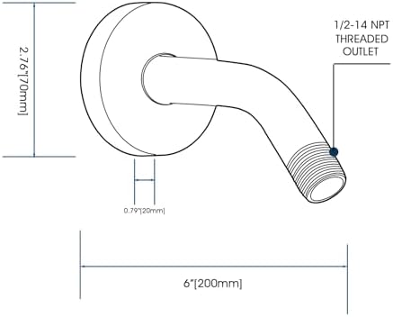 RAINREVIVE 6 Inch Chrome Shower Arm with Flange and Stabilizer Bracket