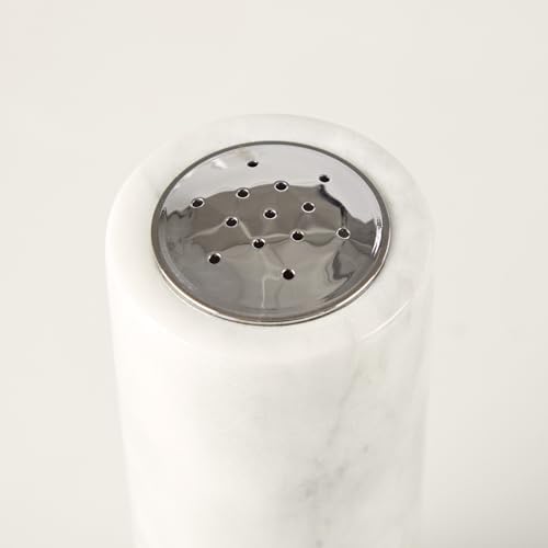 White Columnar Marble Salt Pepper Shaker Set