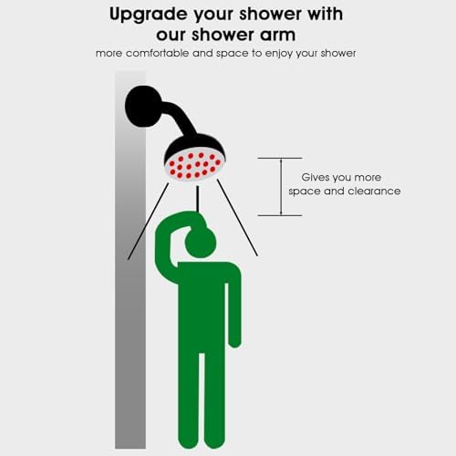 RAINREVIVE 6 Inch Chrome Shower Arm with Flange and Stabilizer Bracket