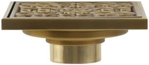 Wealrit 4 Inch Square Shower Drain with Flower Carving and Removable Cover