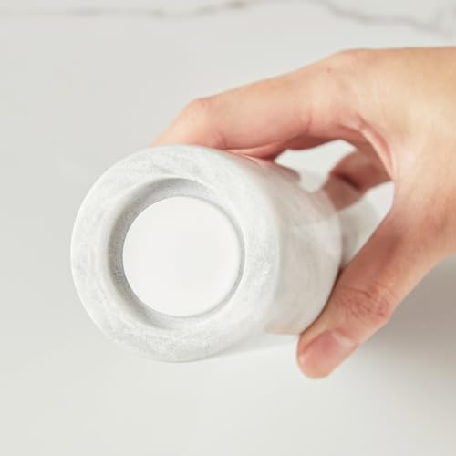 White Columnar Marble Salt Pepper Shaker Set
