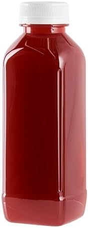 Restaurantware 16 oz Square Juice Bottles with Tamper Evident Cap - 100 Pack
