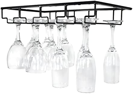 4 Rows Wine Glass Rack Under Cabinet 2 Packs Stemware Holder