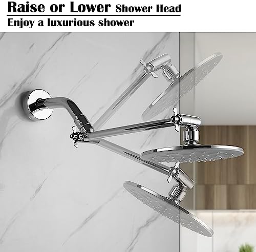 Pichrain Chrome Shower Head Extender - 10 Inch Adjustable Rain Shower Arm
