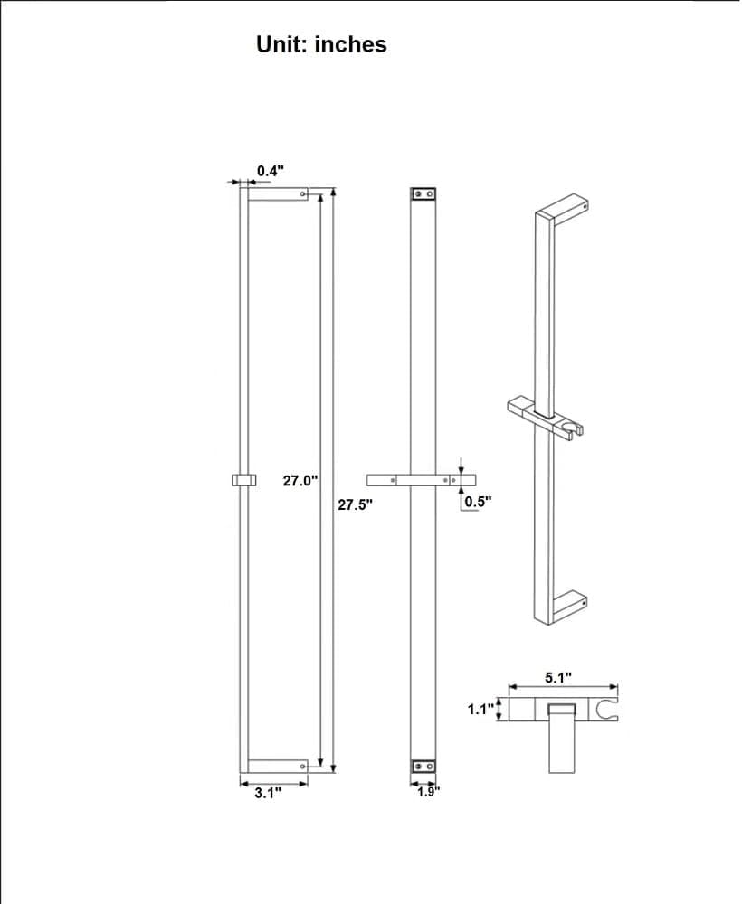 Cascada 27 12 Shower Slide Bar with Adjustable Handheld Holder