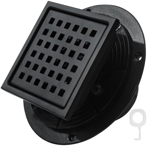 4 Inch Square Drain with Flange and Removable Cover
