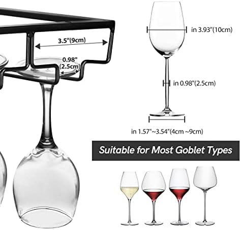 Xverycan 8 Row Wine Glass Rack Metal Stemware Holder with Screws Black