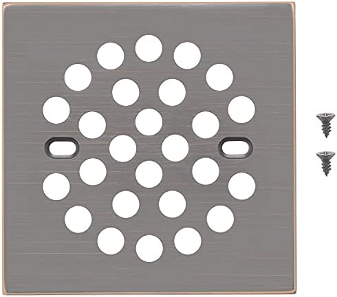 RRAJJ Square Screw-in Shower Drain Strainer 4-14 Inch Antique Brown