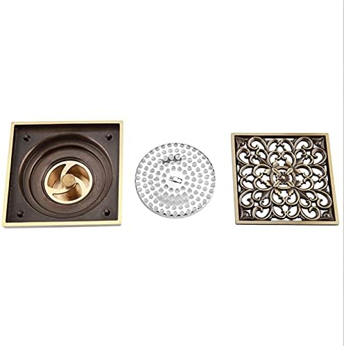 39 Inch Square Shower Drain in Antique Brass