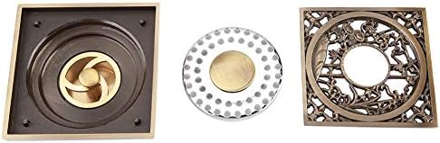 Tomotato Square Drain Strainer Cover 10cm Antique Brass Bathroom Floor Drain