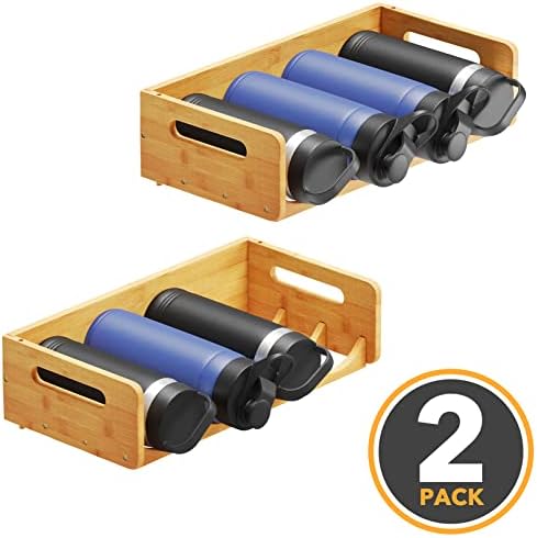 SpaceAid Bamboo Water Bottle Organizer 2 Pack 4-Slot