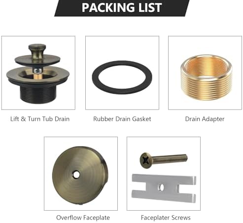 Uni-Green Antique Brass Tub Drain Kit with Hair Catcher