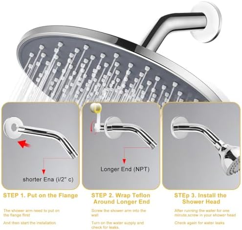 AccEncyc 6 Inch Stainless Steel Shower Arm Flange Mount
