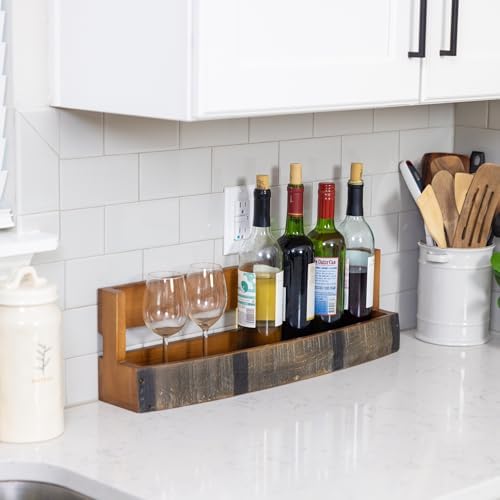 RELODECOR Whiskey Wine Barrel Shelf - Rustic Wall-Mounted Liquor Rack