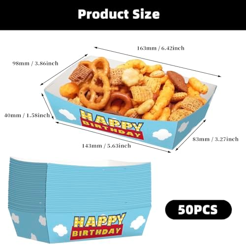 KERINGO 50 Pack 3Lb Toy Story Paper Food Trays