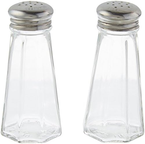 Tablecraft 3 Ounce Clear Salt Pepper Shakers with Stainless Steel Lids