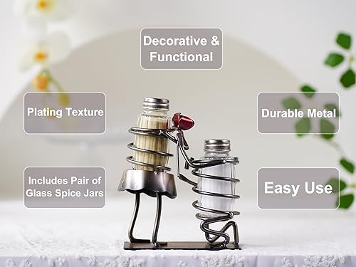 Funny Salt Pepper Shakers Set - Rose Lovers Holder Caddy
