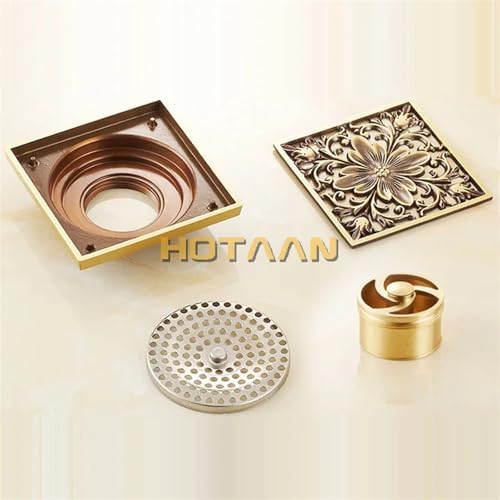 Antique Brass Carved Floor Drain 100mmx100mm YT-2111 1Pcs