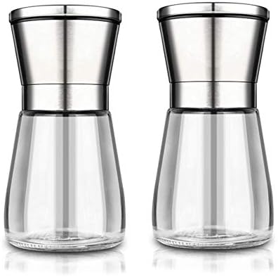 Premium Stainless Steel Salt and Pepper Grinder Set with Glass Body