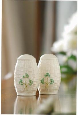 Belleek Shamrock Salt and Pepper Set Set of 2 1