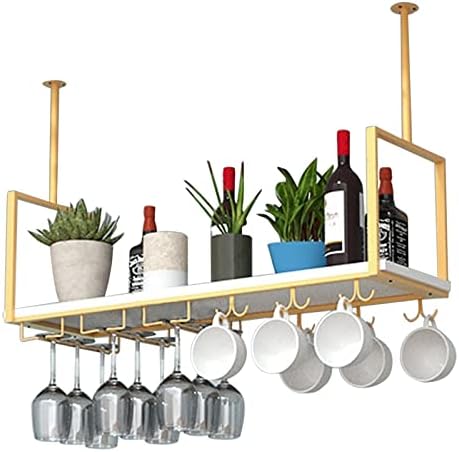Ceiling Hanging Bar Unit Wine Glass Holder with Pot Rack