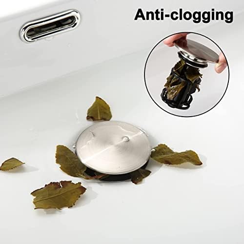 Pop Up Drain Stopper with Overflow for Vessel Sink Brushed Nickel