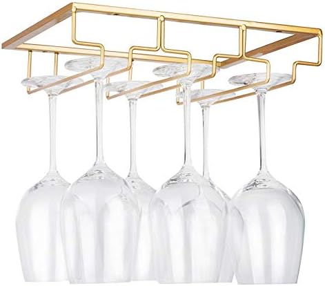FOMANSH Wine Glass Rack - Gold Metal Cabinet Holder for Bar Kitchen