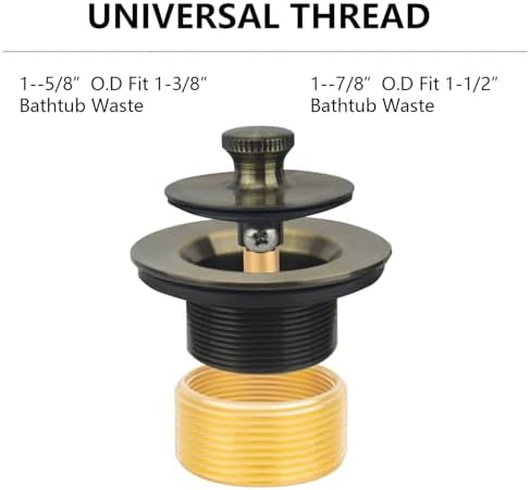 Uni-Green Antique Brass Tub Drain Kit with Hair Catcher