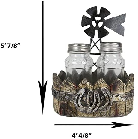 Ebros Gift 6-Tall Rustic Windmill Salt and Pepper Shaker Holder Set