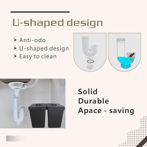 Universal Sink Drain Kit with P Trap for Kitchen and Bathroom White