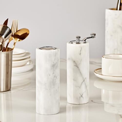 Natural Marble Salt Pepper Shaker Set