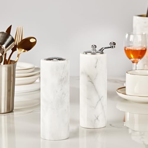 Natural Marble Salt Pepper Shaker Set
