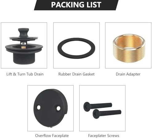 Uni-Green Matte Black Bathtub Drain Kit with Hair Catcher