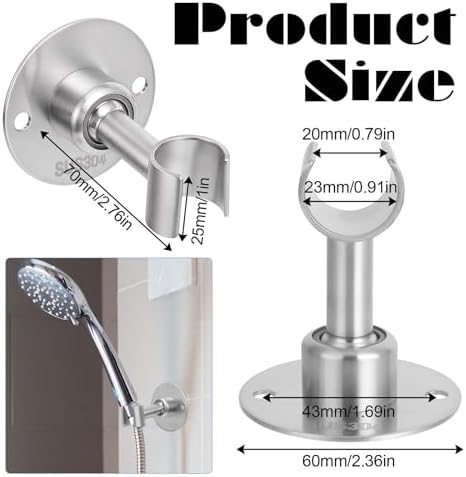 360 Degree Adjustable Stainless Steel Shower Head Holder Wall Mount