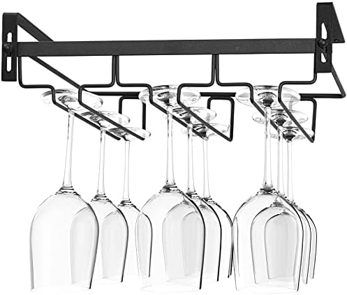 Kamehame Wine Glass Rack Under Cabinet 3 Rows Black
