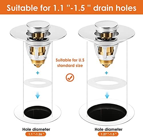 Drifop Universal Sink Stopper with Hair Catcher Silver 11-15 Inch