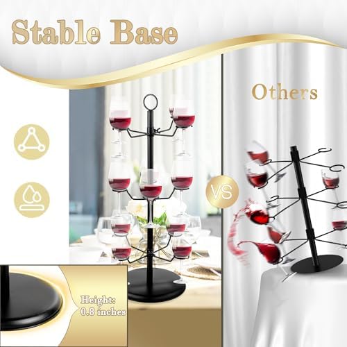 AQAREA 3 Tier Champagne Glass Rack - 12 Holders for Flutes Cocktails